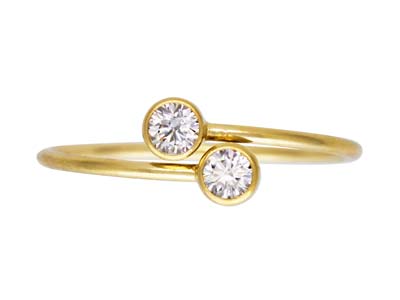 Anello Regolabile Con Due Zirconia Da 3 Mm, Goldfilled