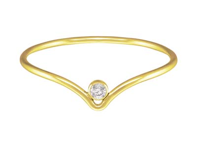 Anello Con Motivo Chevron Con Ossido Di Zirconio Da 2 Mm, Gold Filled,misura L