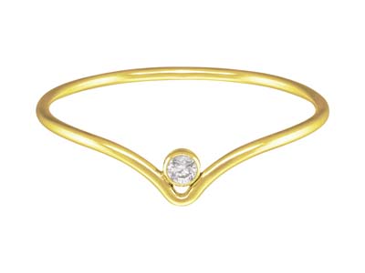 Anello Motivo Chevron Con Ossido Dizirconio 2 Mm, Gold Filled, Misura M