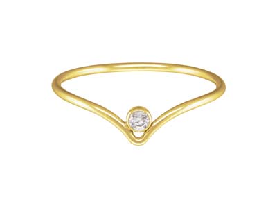 Anello Con Motivo Chevron E Ossido Di Zirconio 2 Mm, Gold Filled, Misura S