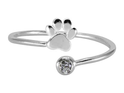 St Sil Cz & Paw Design Adjustable Ring - Immagine Standard - 1