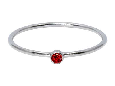 St Sil January Birthstone Stacking Ring 2mm Garnet Cz - Immagine Standard - 1