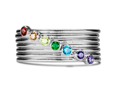 Anello Pietra Di Nascita Di Gennaio, Zirconia Granato Da 2 Mm, Argento925, Misura Del Dito 53/54 - Immagine Standard - 6