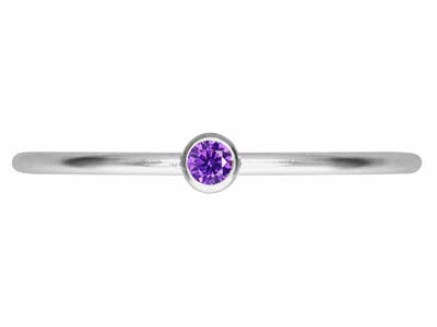 Anello Pietra Di Nascita Di Febbraio, Zirconia Ametista Da 2 Mm, Argento 925, Dito 53/54 - Immagine Standard - 2