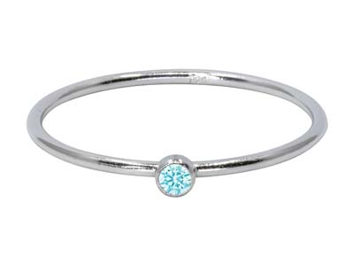 St Sil March Birthstone Stacking Ring 2mm Aquamarine Cz