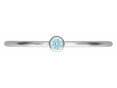 Anello Pietra Di Nascita Marzo, Zirconia Acquamarina Da 2 Mm, Argento 925, Dito 53/54 - Immagine Standard - 2