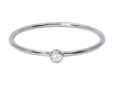 St Sil April Birthstone Stacking Ring 2mm White Cz - Immagine Standard - 1