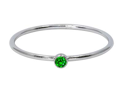 St Sil May Birthstone Stacking Ring 2mm Green Cz - Immagine Standard - 1