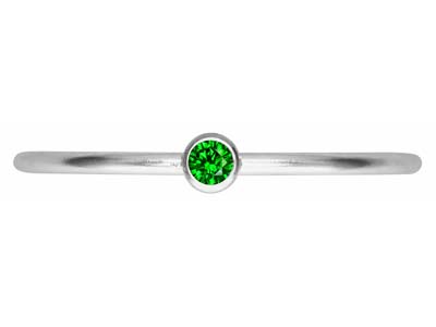 Anello Pietra Di Nascita Di Maggio,zirconi Con Smeraldo Da 2 Mm, Arge Nto 925, Misura Del Dito 53/54 - Immagine Standard - 2