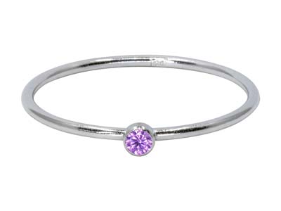 St Sil June Birthstone Stacking Ring 2mm Light Amethyst Cz - Immagine Standard - 1