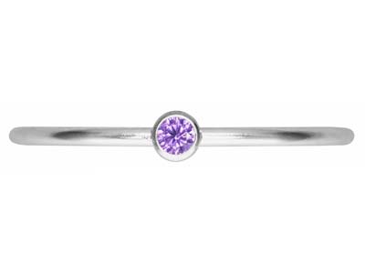 St Sil June Birthstone Stacking Ring 2mm Light Amethyst Cz - Immagine Standard - 2