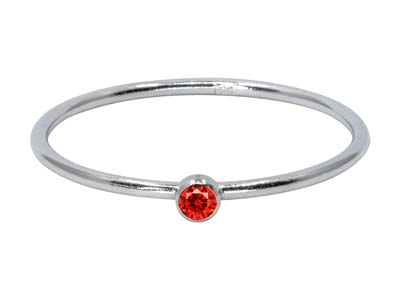 St Sil July Birthstone Stacking Ring 2mm Ruby Cz - Immagine Standard - 1