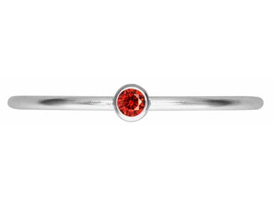 Anello Con Pietra Di Nascita Di Luglio, Zircone Di Rubino Da 2 Mm, Argento 925, Misura Del Dito 53/54 - Immagine Standard - 2