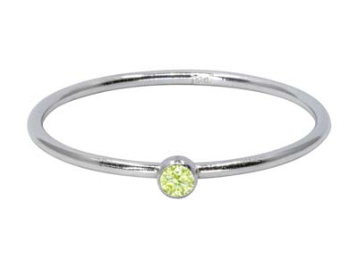 Anello Pietra Di Nascita Di Agosto,zirconia Peridoto Da 2 Mm, Argento 925, Dito 5354