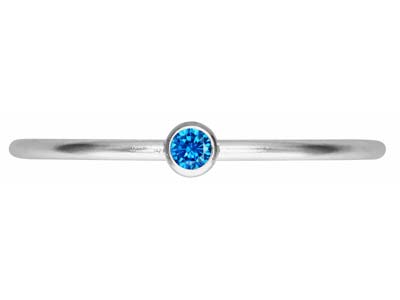 Anello Con Pietra Di Nascita Di Settembre, Zirconia Cubica Sapphire Da2 Mm, Argento 925, Dito 53/54 - Immagine Standard - 2