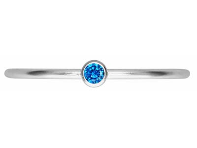 St Sil September Birthstone Stacking Ring 2mm Aqua Blue Cz - Immagine Standard - 2