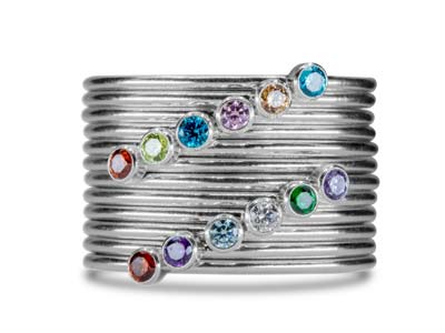Anello Con Pietra Di Nascita Di Settembre, Zirconia Cubica Sapphire Da2 Mm, Argento 925, Dito 53/54 - Immagine Standard - 4