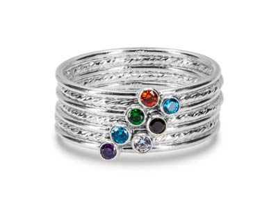Anello Con Pietra Di Nascita Di Settembre, Zirconia Cubica Sapphire Da2 Mm, Argento 925, Dito 53/54 - Immagine Standard - 5
