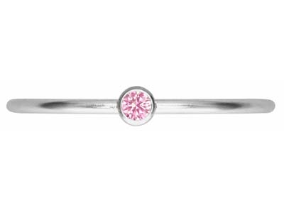 St Sil October Birthstone Stacking Ring 2mm Pink Cz - Immagine Standard - 2