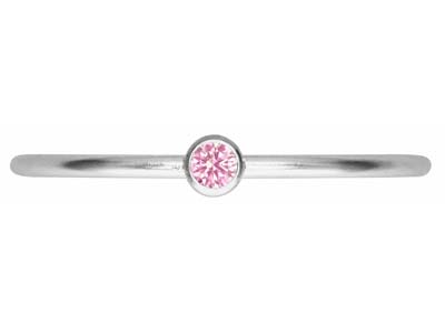 Anello Pietra Di Nascita Di Ottobre, Zirconia Tourmaline Da 2 Mm, Argento 925, Misura Del Dito 53/54 - Immagine Standard - 2