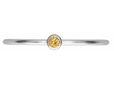 Anello Pietra Di Nascita Di Novembre, Zirconia Topazio Giallo Da 2 Mm,argento 925, Dito 53/54 - Immagine Standard - 2