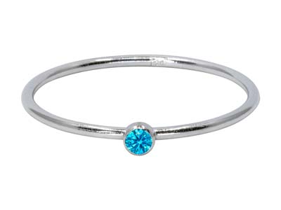 Anello Pietra Di Nascita Di Dicembre, Zirconia Blu Da 2 Mm, Argento 925, Misura Del Dito 5354