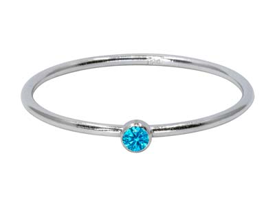 St Sil December Birthstone Stacking Ring 2mm Swiss Blue Cz - Immagine Standard - 1