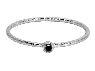 St Sil Sparkle Stacking Ring 2mm Black Cz - Immagine Standard - 1