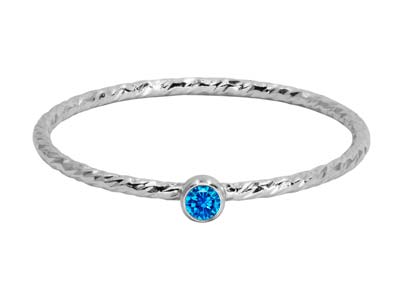Anello Intrecciato Con Ossido Di Zirconio Blu 2 Mm, Argento 925, Dito 5354