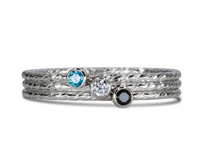 St Sil Sparkle Stacking Ring 2mm Aqua Blue Cz - Immagine Standard - 4