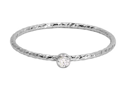 Anello Ritorto Con Ossido Di Zirconio Di Colore Bianco 2 Mm, Argento 925, Dito 5354