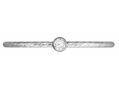 Anello Ritorto Con Ossido Di Zirconio Di Colore Bianco 2 Mm, Argento 925, Dito 53/54 - Immagine Standard - 2