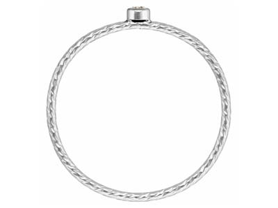 Anello Ritorto Con Ossido Di Zirconio Di Colore Bianco 2 Mm, Argento 925, Dito 53/54 - Immagine Standard - 3
