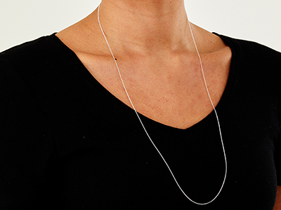 Catena A Maglie Groumette Diamantate 0,9 Mm, 71 Cm, Argento 925 - Immagine Standard - 4