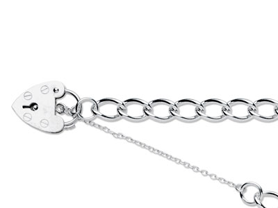Bracciale Maglia Gourmette 7 Mm, 19cm, Chiusura A Lucchetto, Argento 925