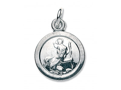 Medaglia Piccola Rotonda Di San Cristoforo, 9 Mm, Argento 925