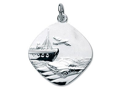 Medaglia Quadrata Reversibile Di San Cristoforo, 21,60 Mm, Argento 925 - Immagine Standard - 2