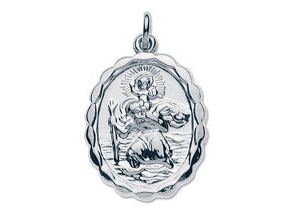 Medaglia Ovale Reversibile Di San Cristoforo, 22 X 16,30 Mm, Argento 925 - Immagine Standard - 2