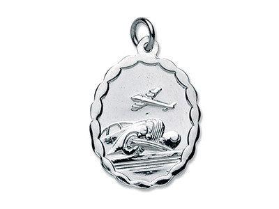 Medaglia Ovale Reversibile Di San Cristoforo, 22 X 16,30 Mm, Argento 925 - Immagine Standard - 3