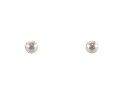 Orecchini A Perno Perla Cristallo Bianco In Oro Pieno 4 MM