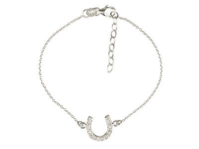 Braccialetto Con Elemento A Ferro Di Cavallo E Zirconia Cubica Incastonata, 19 Cm, Argento 925