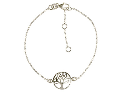Bracciale Con Motivo Albero Della Vita 12,50 Mm, Regolabile 16,2-18-20cm, Argento 925