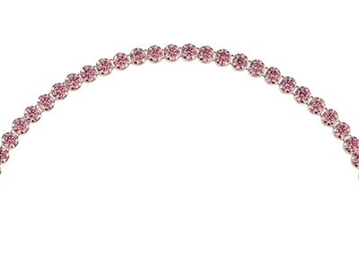 Braccialetto Tennis Con Zirconia Cubica Rosa E Perlina A Cursore Per Chiusura Scorrevole, Lunghezza 24 Cm, Argento 925 - Immagine Standard - 3