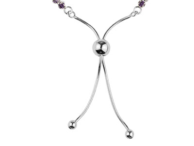 Bracciale Tennis Viola Con Zirconi,24 Cm, Argento 925 24 Cm, Argento 925 - Immagine Standard - 2