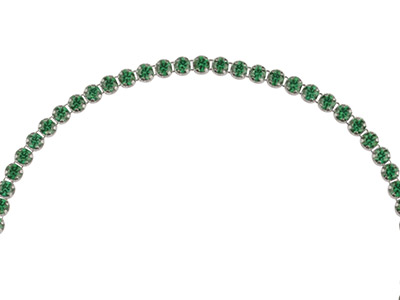 Braccialetto Tennis Con Zirconia Cubica Verde E Perlina A Cursore Per Chiusura Scorrevole, Lunghezza 24 Cm, Argento 925 - Immagine Standard - 3