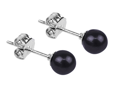 Orecchini Di Perle Coltivate Nere 4,5 Mm, Argento 925 - Immagine Standard - 2