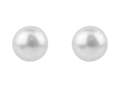 Orecchini A Perno Con Perla Bianca Rotonda Da 6-6,5 Mm, Argento 925