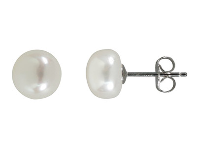 Orecchini Di Perle Coltivate Bianche 8-9 Mm, Argento 925 - Immagine Standard - 3