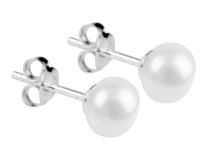 Orecchini Di Perle Coltivate Bianche 7 Mm, Argento 925 - Immagine Standard - 2
