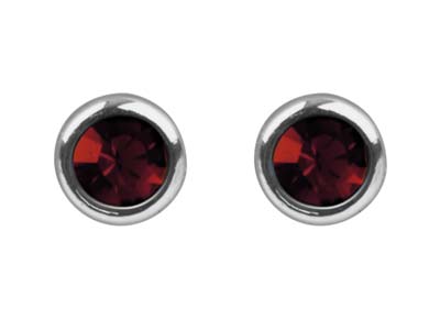 Orecchini Con Pietra Di Nascita Di Gennaio, Cristallo Color Granato, 4mm, Argento 925 - Immagine Standard - 2